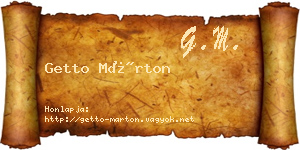 Getto Márton névjegykártya